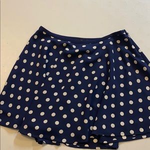 Blue and white polka dot skater skirt